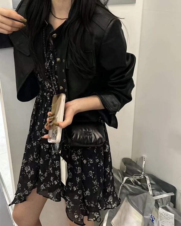 韓風垂墜感印花洋裝