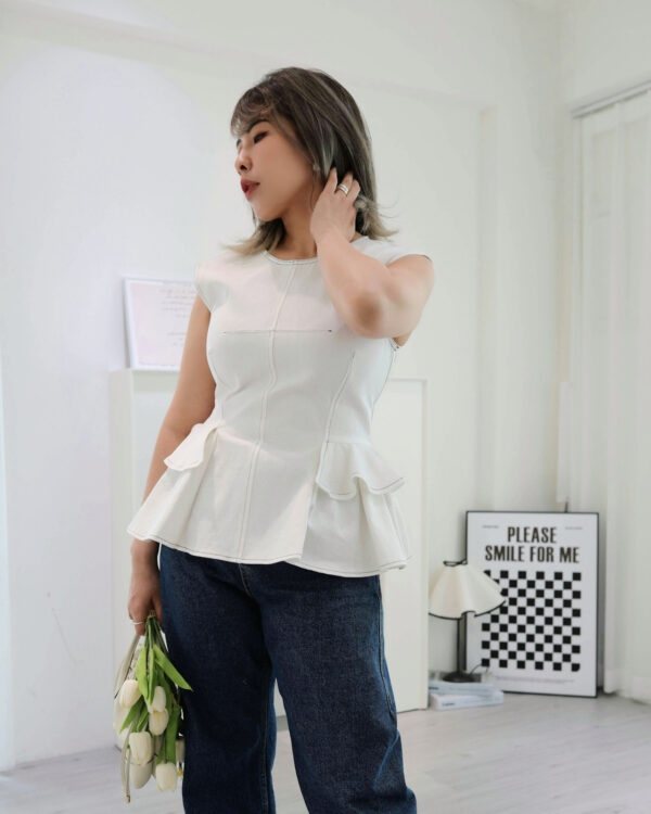 Volant Grace 雙層荷葉背心｜牛奶白